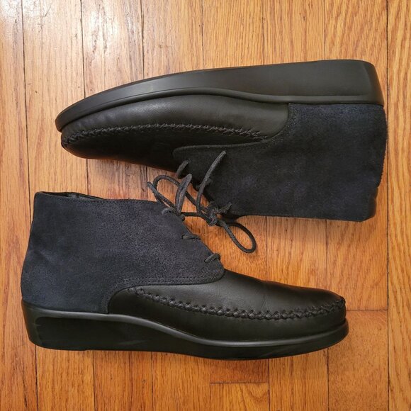 Kich Lace Up Ankle Boot | SAS Shoes SAS Black Leather Suede KICH Lace‎ Up Ankle Boots Shoes 10 USA Chukka Booties
